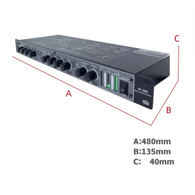 Multifunctional Ultra High and Ultra Low Bass Cannon Enhancer IP300, Audio Stimulator, Equalizer, Tone Adjustment Front