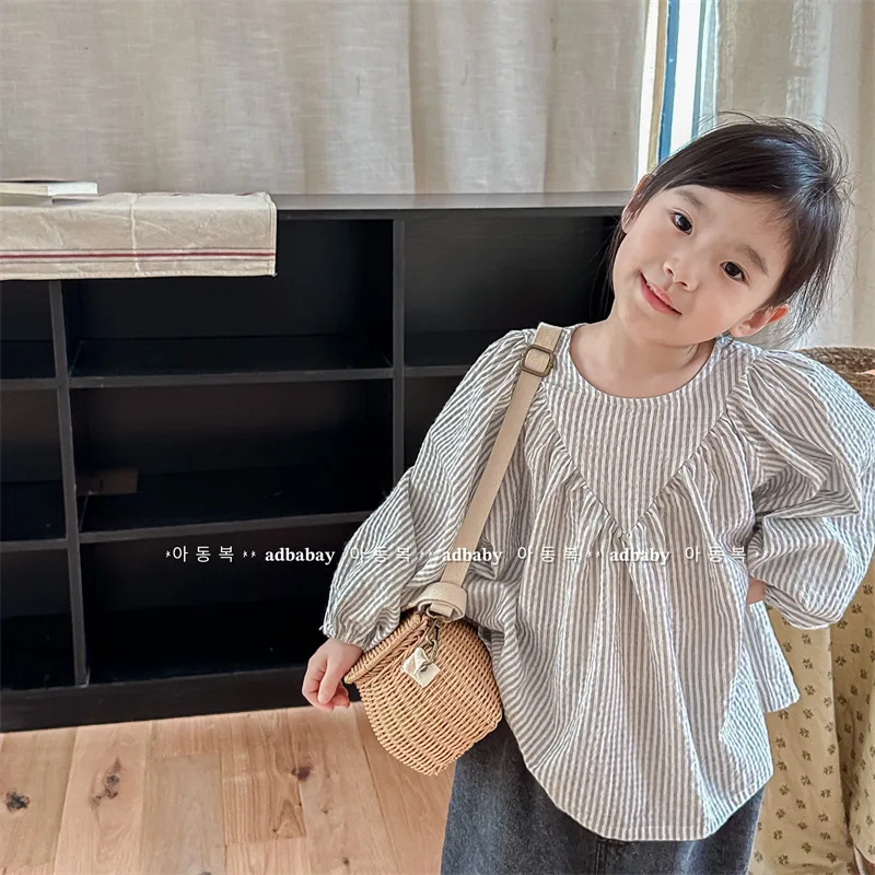 

2026 Spring Autumn Children's Korean Version Long Sleeve Wide Shirt Fashion and All-match Kids Top