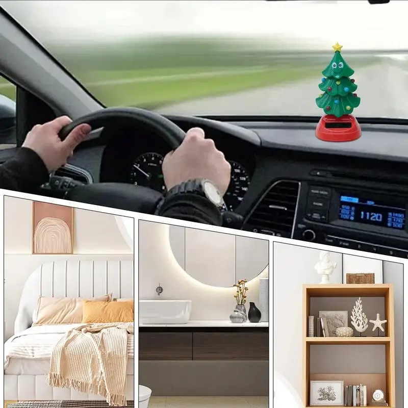 Zonne-dansende kerstboom Autodashboard Bobblehead Danser Kerstboom Kerstmis Zonne-speelgoed Dansende ornamenten Auto