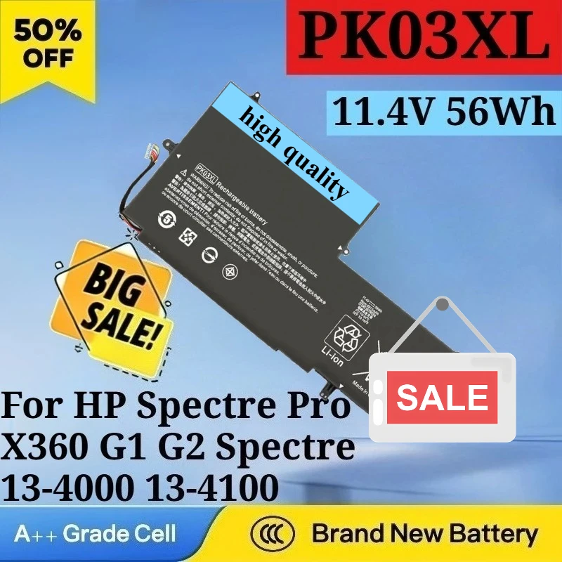 

New PK03XL 11.4V 4913mAh 56Wh Laptop Battery for HP Spectre Pro X360 G1 G2 Spectre 13-4000 13-4100 13-4200 13-4000nf 13-4006tu