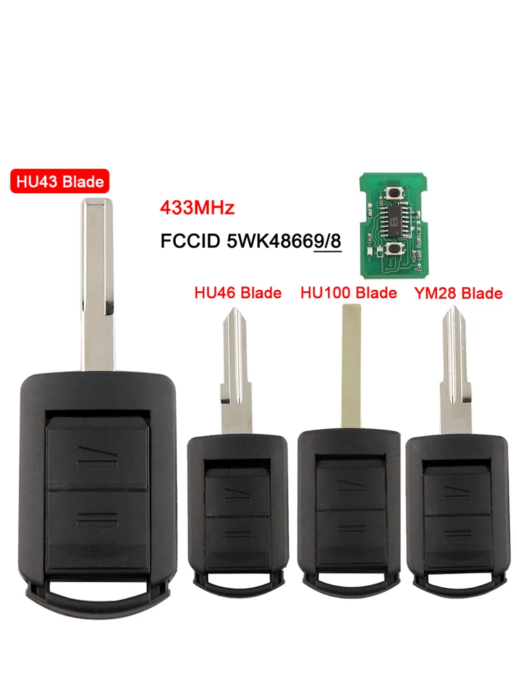 2 Tasten Fernbedienung Autoschlüssel für Opel Vauxhall Corsa C Combo Van Tigra B Meriva Astra H J G D 2001–2004 433 MHz 5WK48668 HU43 Klinge