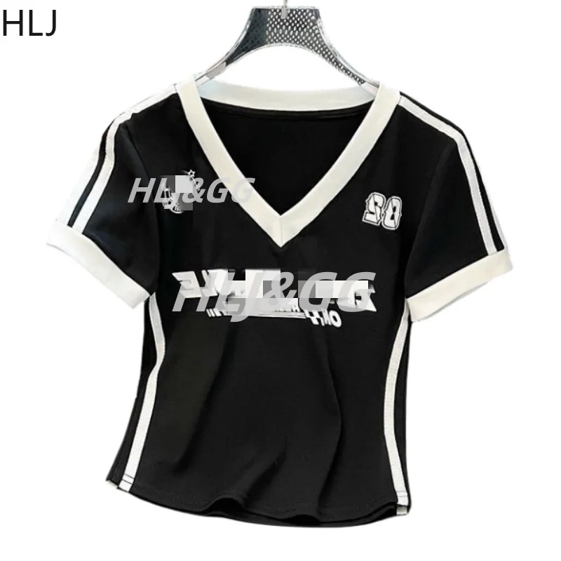 HLJ&GG Sweet Y2K Streetwear Women Letter V Neck Short Sleeve Top And Mini Skirts Two Piece Sets Fashion Hot Girl 2pcs Outfits