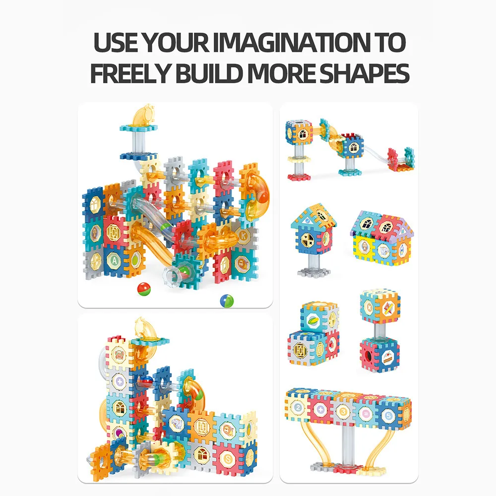 سوبر ماركت نفس النموذج الشريحة السكك الحديدية الكرة المسار نافذة كتلة لعبة تعليمية للأطفال هدية اللبنات البناء #4