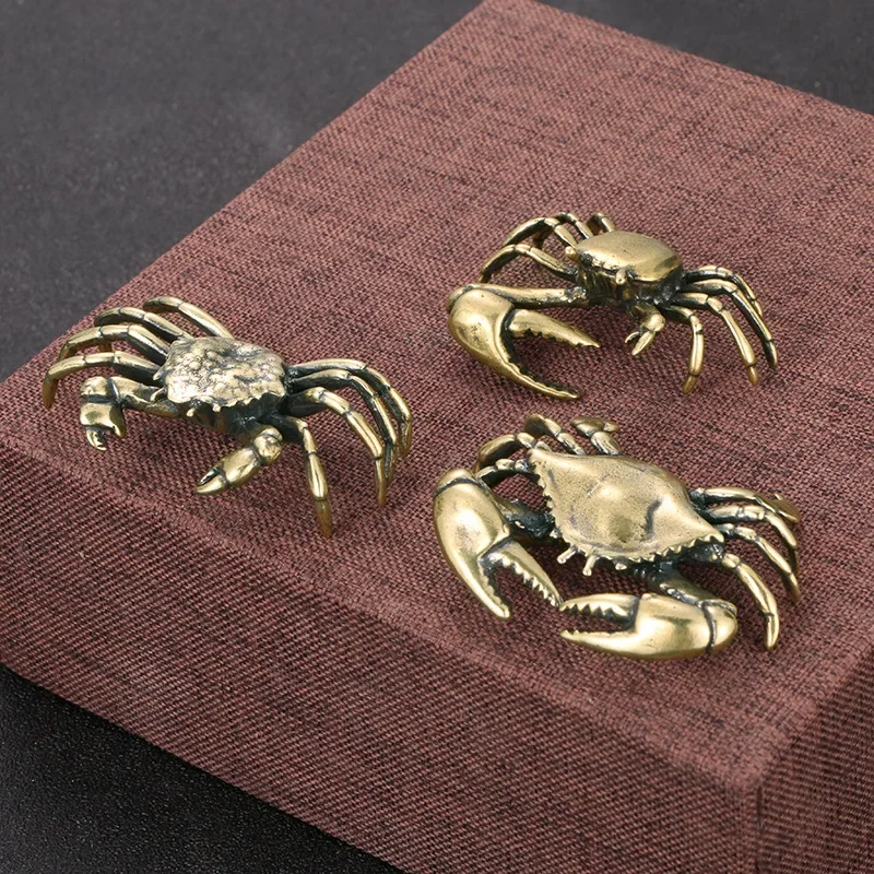 

1pcs Pure Brass Crab Figurines Animal Statue Miniatures Copper Ornaments Home Office Desk Decoration Crafts Home Decor