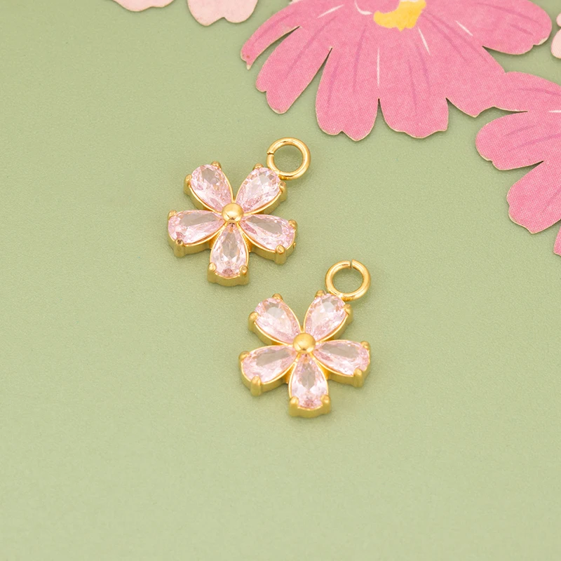 assoonas, 4 Stück/Set, MI70, wasserdichte Schmuckaccessoires, 316L-Edelstahl, Zirkonia, Anhänger, Schmuckzubehör, DIY-Anhänger – Detail 2