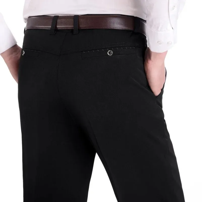Summer Thin Autumn Thick Men Business Pants Loose Male Pant High Waist Straight Trousers Casual Fashion Pant Man Plus Size 28-40