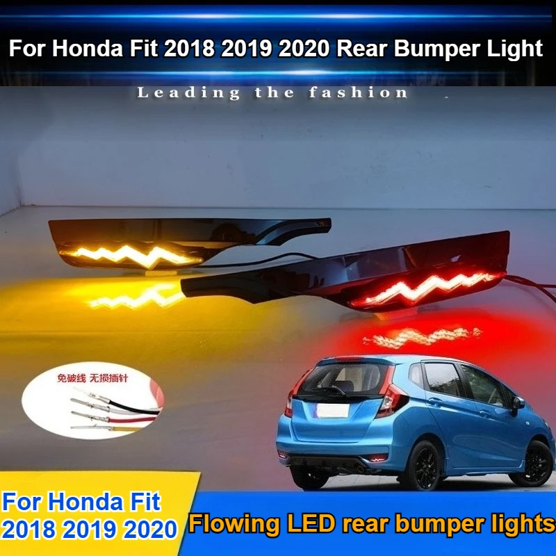 

Для Honda Fit 2018 2019 2020, фонарь заднего бампера и задний фонарь, модифицированный светодиодный плавный навигационный стоп-сигнал