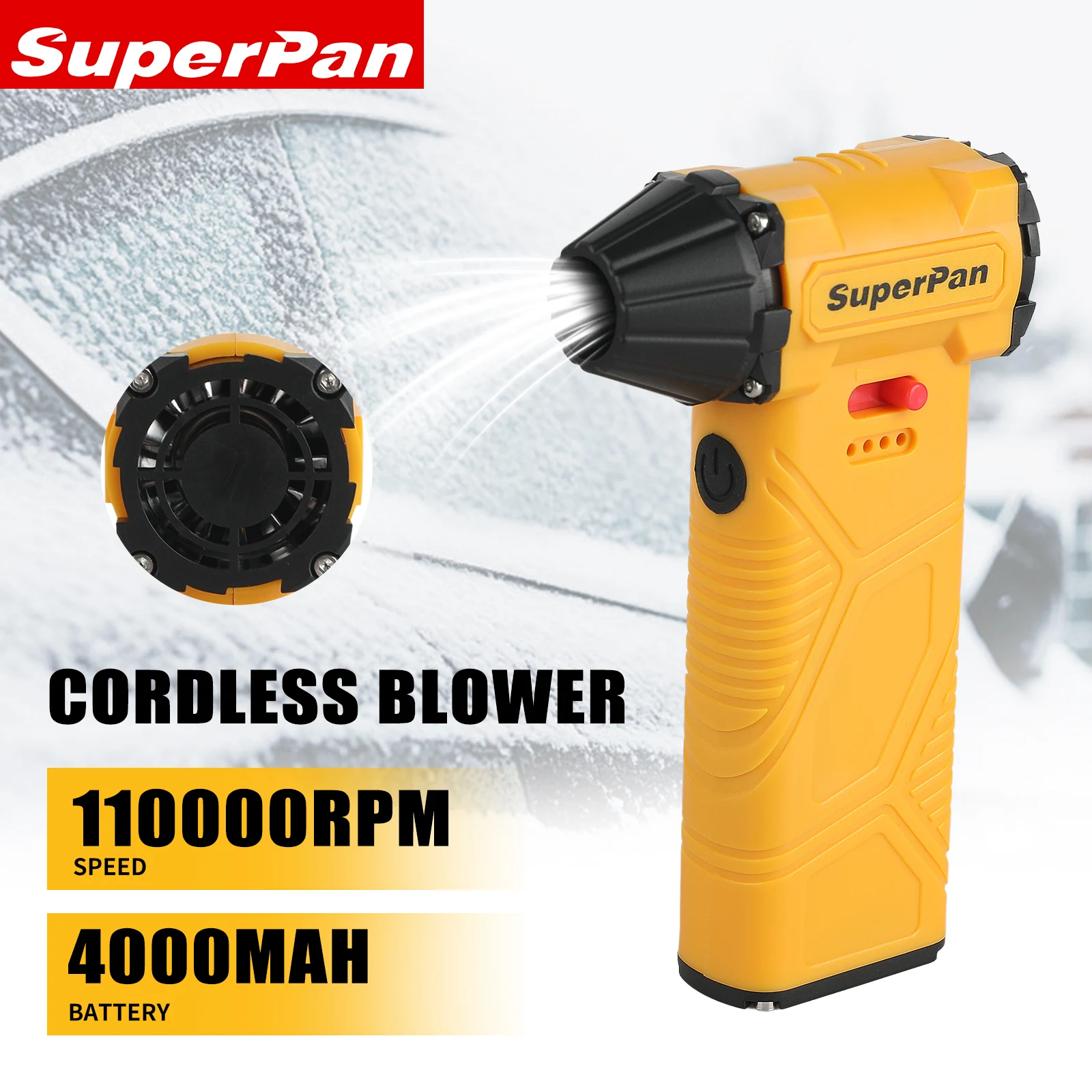 

Superpan 110000RPM Cordless Turbo Blower - High-Power Mini Turbo Jet Fan with Adjustable Wind Speed