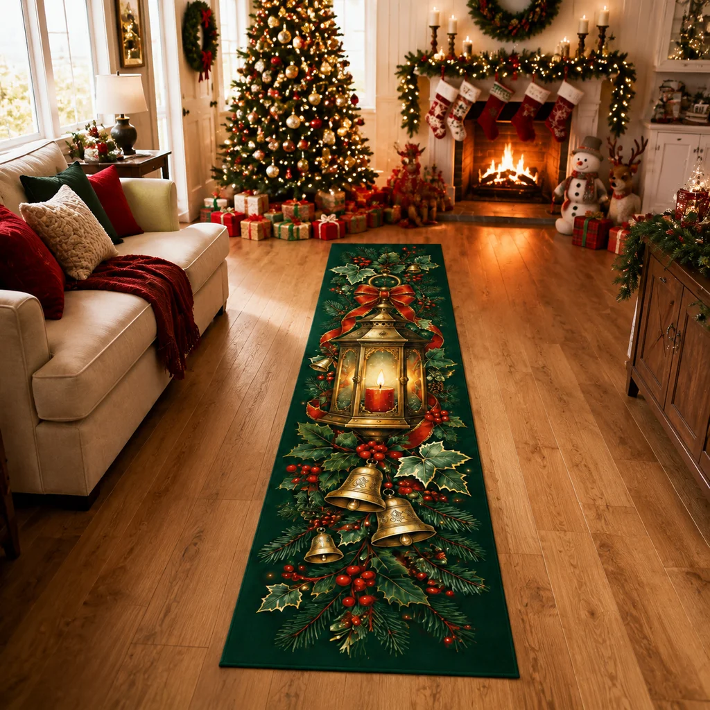 VIKAMA Christmas Series Flannel Rug For Kitchen Corridors, Running Tracks, Stairs, Hallways, Entrance Areas And Festive Decor