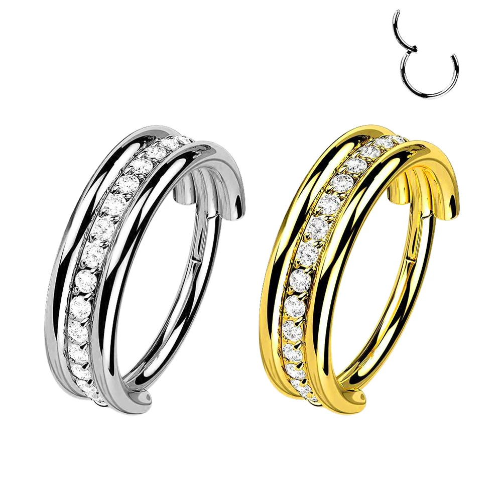 

Zircon Conch Ring Segment 316L Surgical Steel Helix Earrings CZ Stone Clicker Ear Cartilage Piercing Body Jewelry for Women