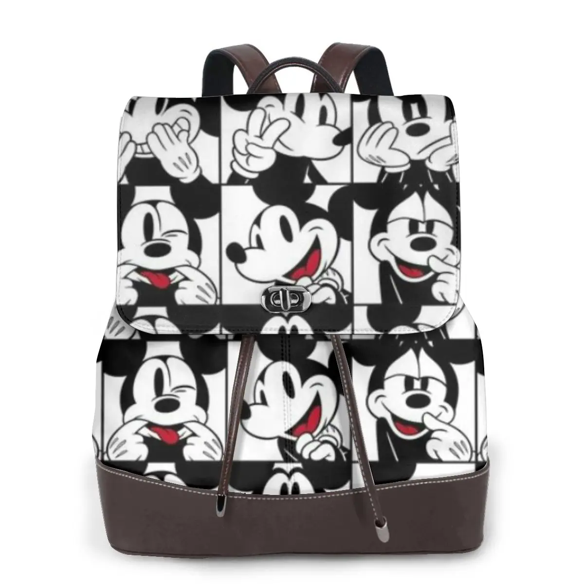 Women's Leather Backpack Disney Mickey Mouse Stylish and Durable Daypack for Work, Travel, and Daily Use