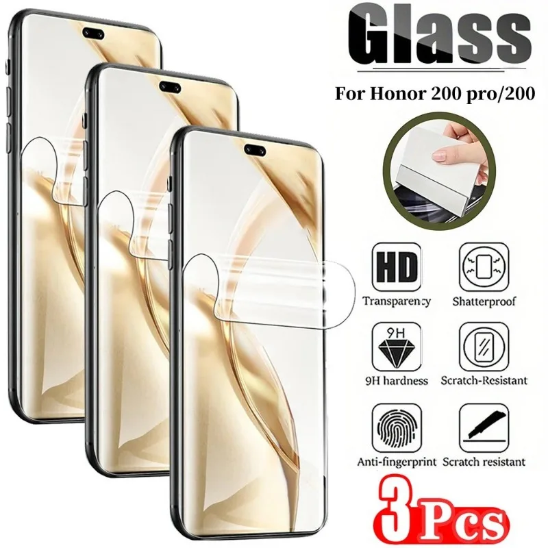 3pcs Screen Protector For Honor 300 200 100 Pro Hydrogel Film For Honor 90 80 70 50 Pro Lite Shatterproof Anti-Scratch Film