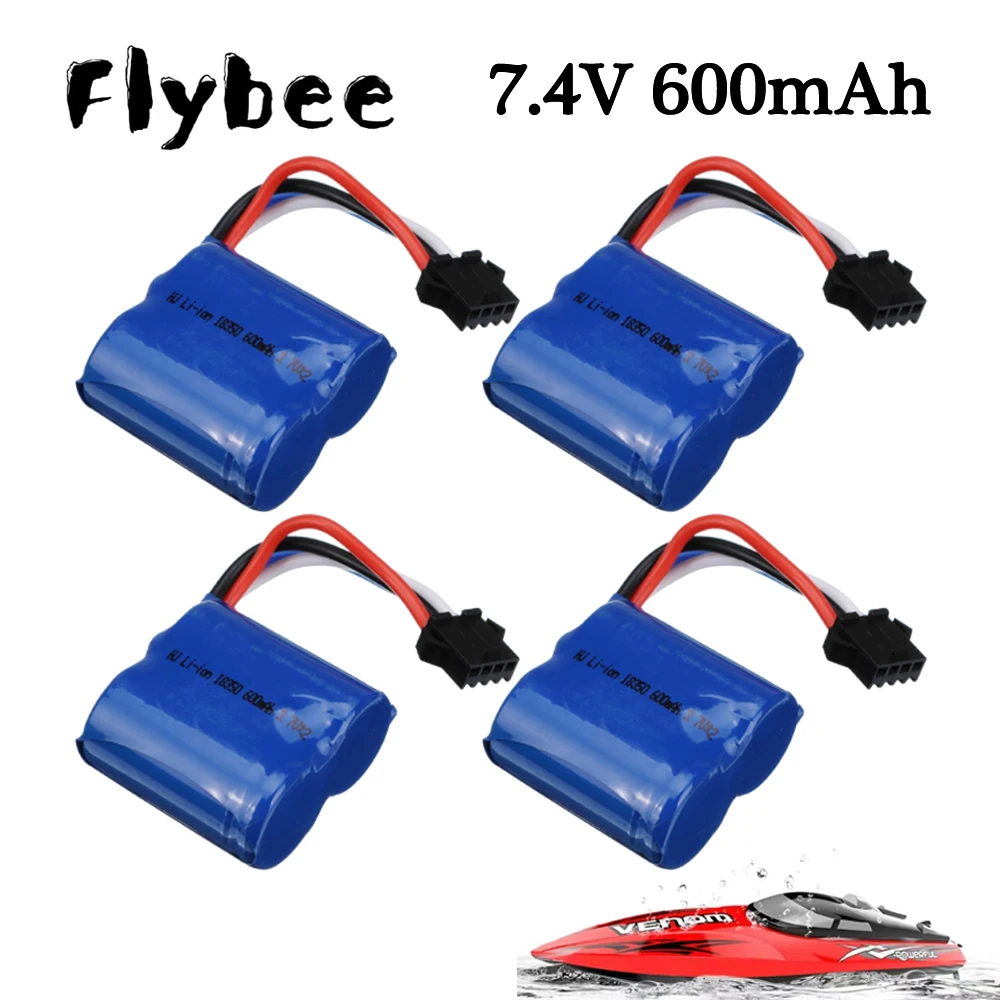 7.4V UDI001 RC Boats Battery 18350 600mAh 7.4V Li-ion Battery SM-4P Plug For R/C UDI001 UDI011 High-speed RC Boats Battery