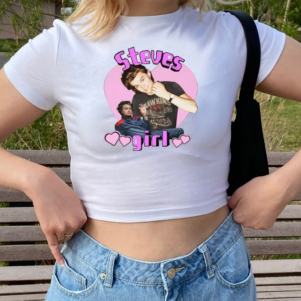 Camiseta corta de Steve Harrington para bebé, remera gráfica de estética Retro Y2k, camisetas bonitas Y2k, Top Kawaii de Stranger Things4 para fanáticos