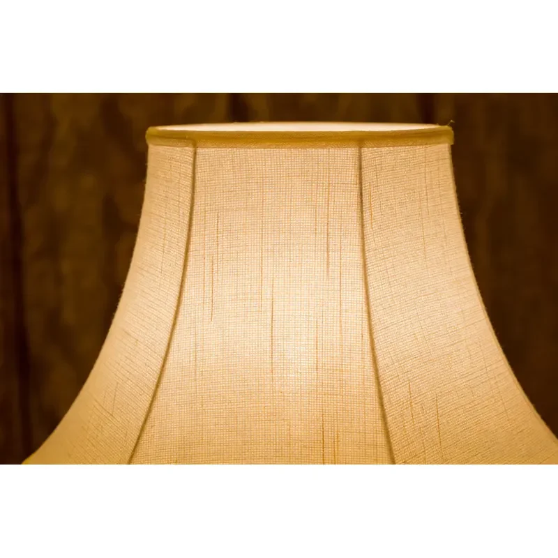 European Style LED Bedside Lamp Cream Fabric Shade Heavy Metal Base Dimmable AC Customizable Color Temperature Light for
