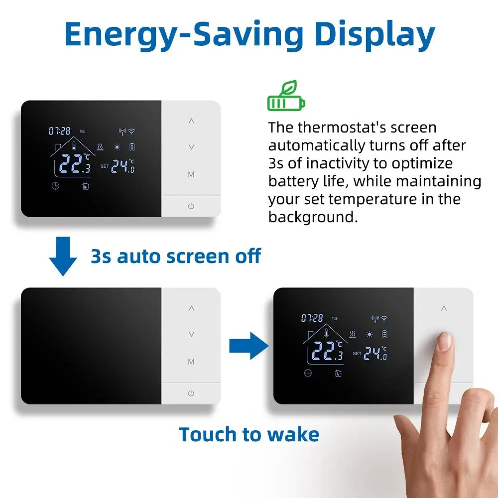 WiFi Programmable Heating And Cooling Thermostat, Compatible For Tuya Smart And Gas Boilers Smart Control, Voice Compatible