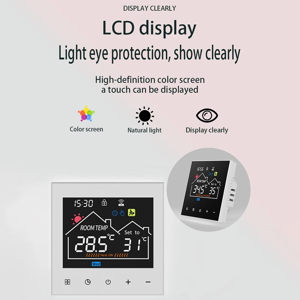 Smart Heating Thermostat Controller with WiFi Connectivity and App Control for Home Electric and Water Systems