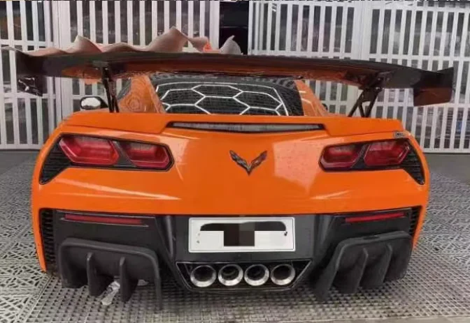 For Chevrolet Corvette C7 Z06 Z07 2014 2015 2016 2017 Real Forged Carbon Fiber Car Rear Wing Trunk Lip Spoiler