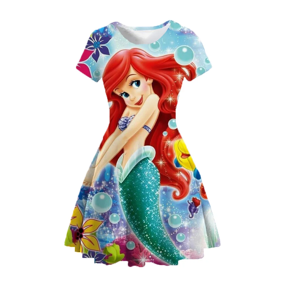 Disney Mädchen Kurzarm Kleider Eis Prinzessin Elsa bedruckte Kleider Sommer Straße Mädchen A-Linie Kleider 2 ~ 15y Kinder Anime Kleid