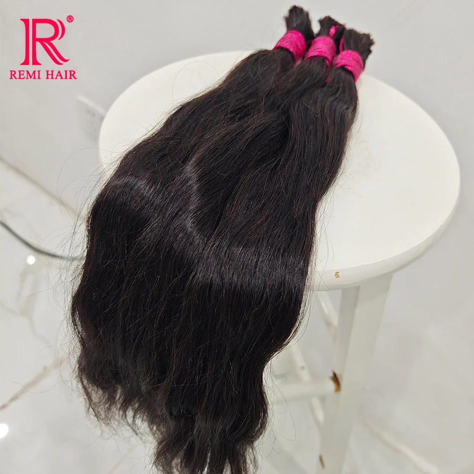 Unprocessed 100% Real Hair Bulks Indian Hair No Weft Natural Wavy Human Hair Extensions Original Weaving Hair for Braiding