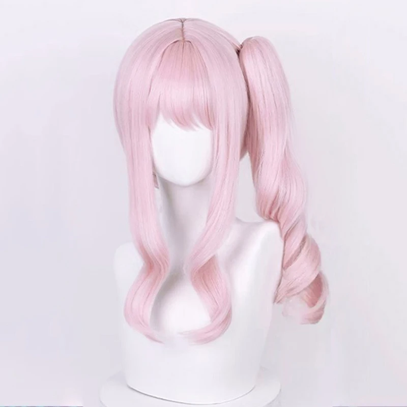 High Quality Anime Akiyama Mizuki Cosplay Wig 45cm Long Light Pink Curly Heat Resistant Synthetic Hair Halloween Party Wigs