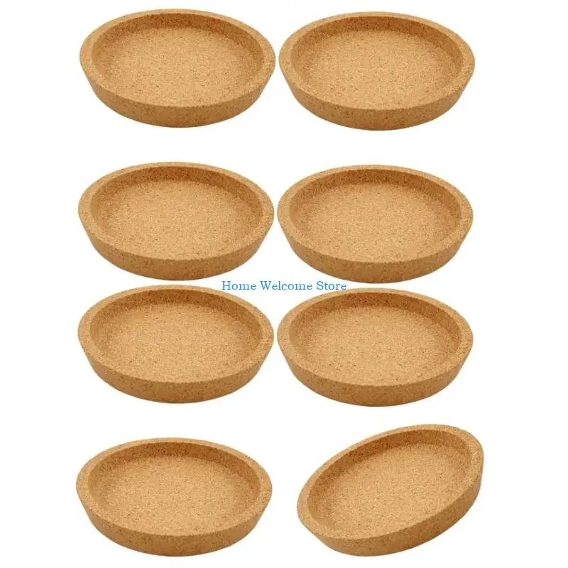 F68E Stackable Cork Drink Coasters for Coffee Tea Wine Small Bowls Table Protectors