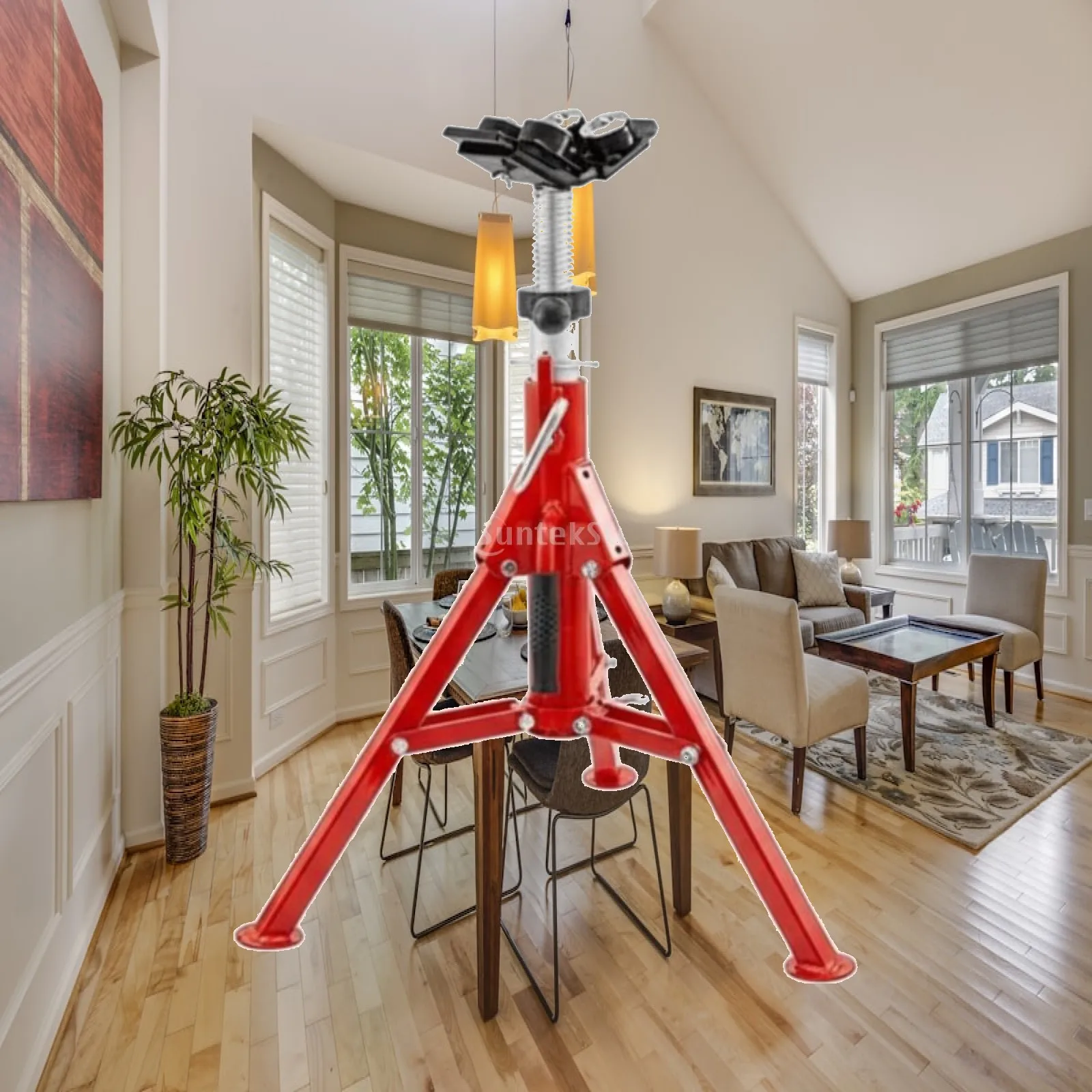 Tripod Pipe Roller Stand 2500 Lb Capacity V Shaped Interchangeable Head for Plumbers Pipefitters Use