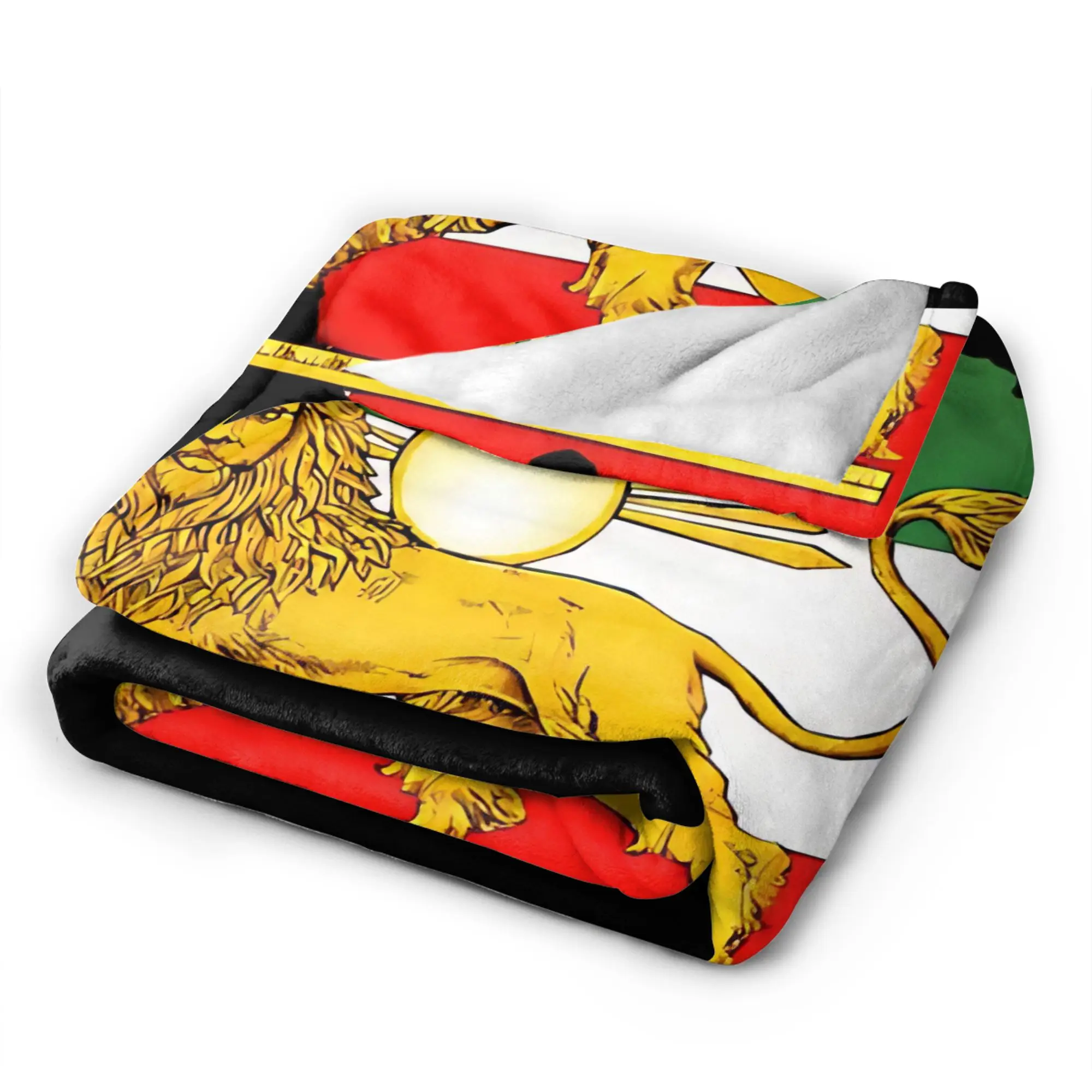Iran Flag Map with Lion and Sun Emblem Vintage Persian Heritage Flannel Blankets Men  Throw Blanket Spring Living Room Bedspread