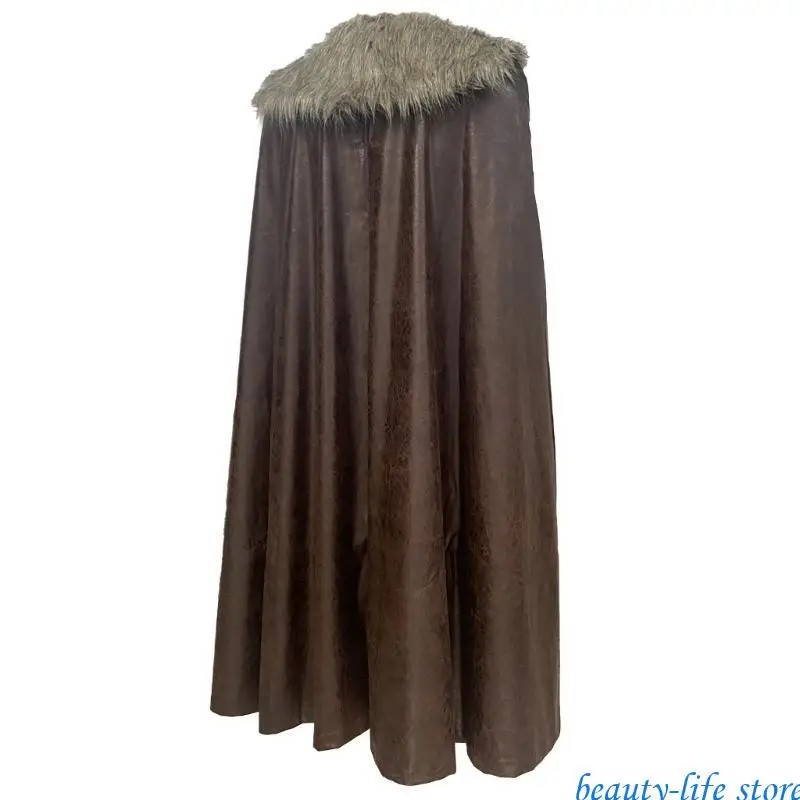 

Men Knight Cloak with Faux Furs Collar Cosplay Costume for Medieval Theme Party Gatherings and Stage Performances 517D