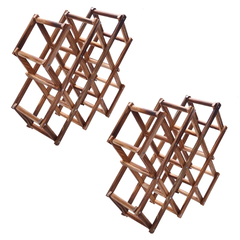 

2X Wooden Red Wine Rack 10 Bottle Holder Mount Bar Display Shelf Folding Wood Wine Rack Alcohol Neer Care Drink Bottle