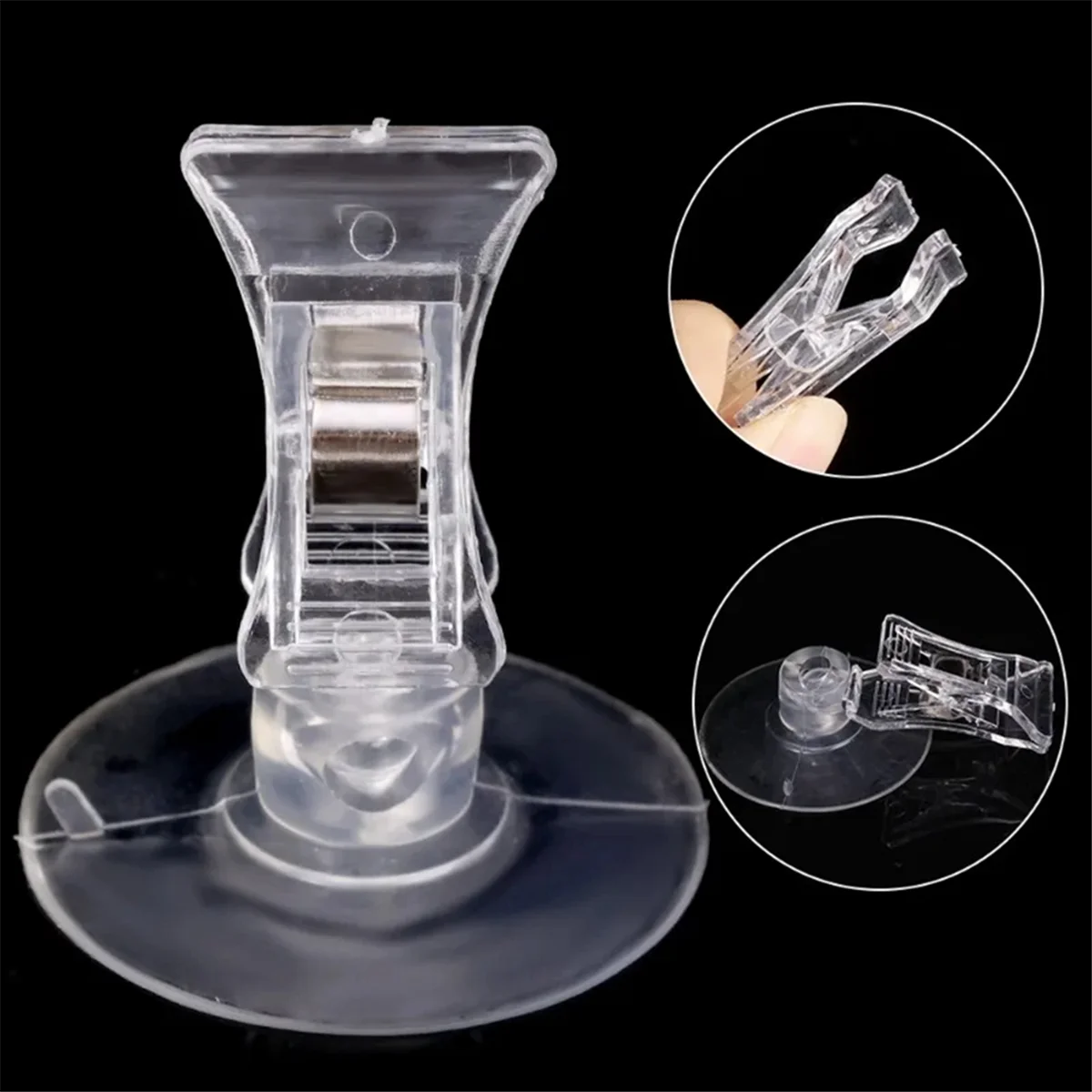 A44T10Pcs Suction Cup Clips Transparent Sucker Clamp Bathroom Window Glass Suction Cup with Clip for Advertising Display
