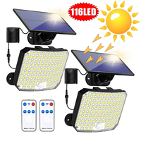 1/2pcs 118LED Split Solar Wall Light With Remote Control 3 MODE PIR Motion Sensor Light Outdoor Garden Street Sunlight Lamp