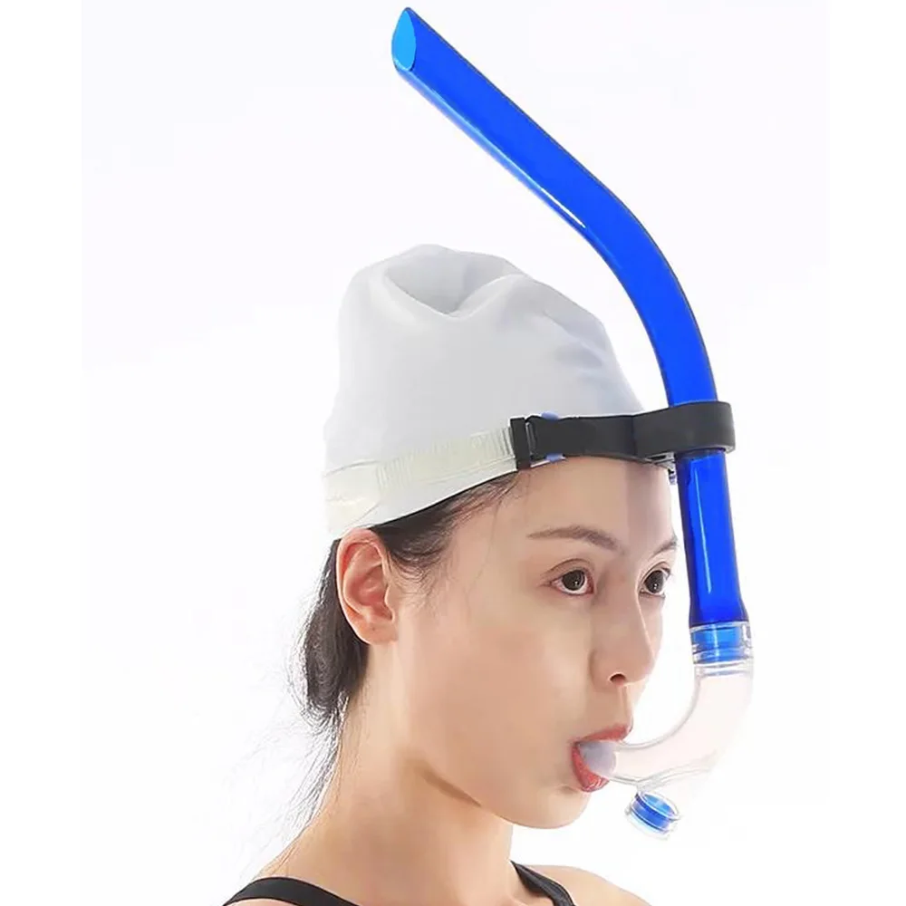 Schwimmtraining, Schnorchel, Mittelmontage vorne, bequem, montiertes Silikon-Mundstück, Junior-Schwimmer-Ausrüstung für Erwachsene, Jugendliche und Kinder – Detail 2