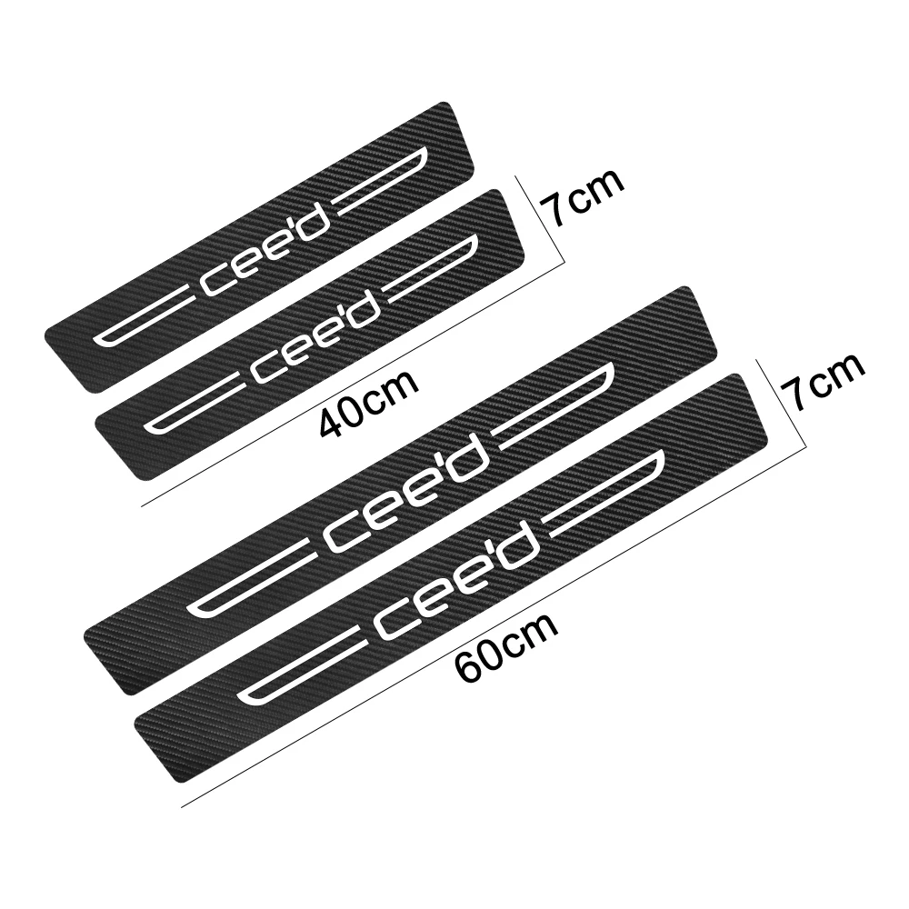 عتبة باب السيارة ملصقات الدواسات ألياف الكربون الغطاء الواقي لكيا ريو بيكانتو Ceed أوبتيما فورت اكسسوارات السيارات