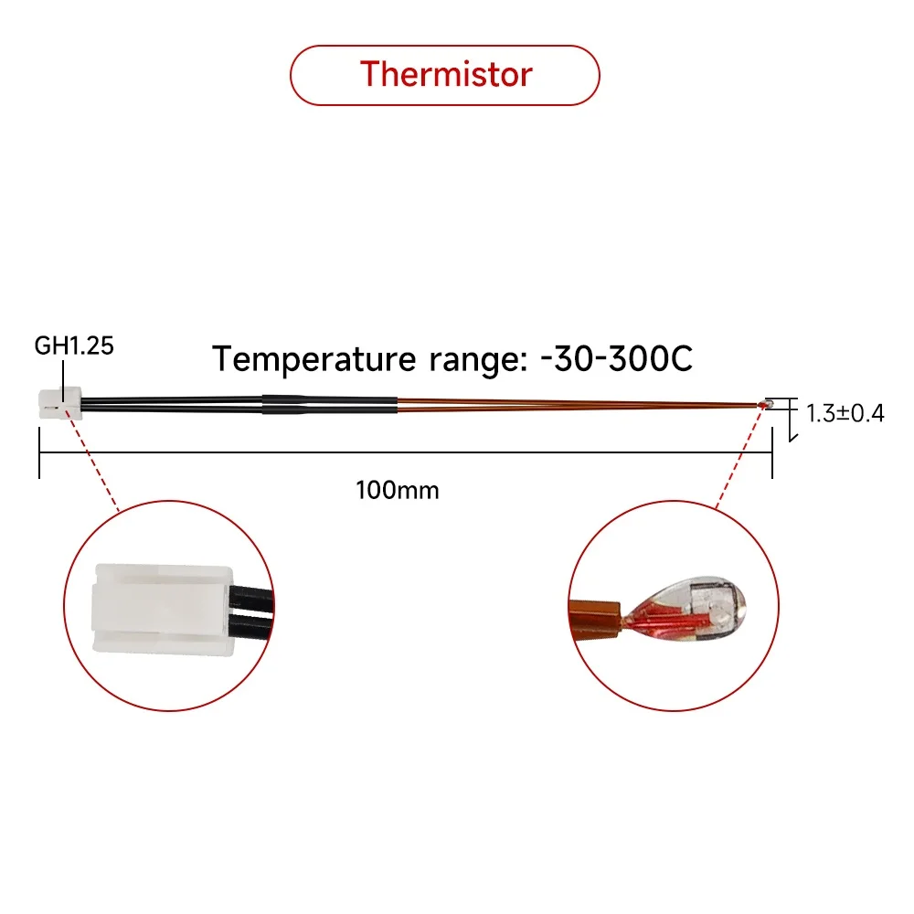 For Bambu Lab X1/X1-Carbon X1C Thermistor NTC100K Heating Sheet For Bambu Hotend Heater Cartridge 24V 3D Printer Parts