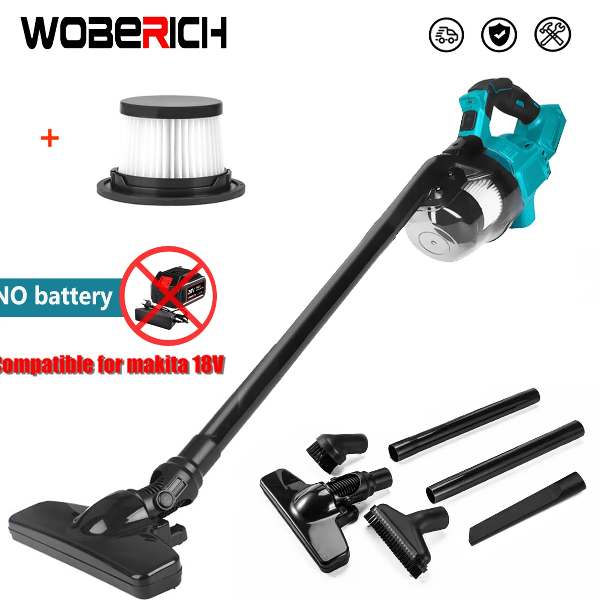 

WOBERICH Electric Vacuum Cleaner +1 more Filter For Household Industrial Construction Clean Tools (no battery)For Makita 18V