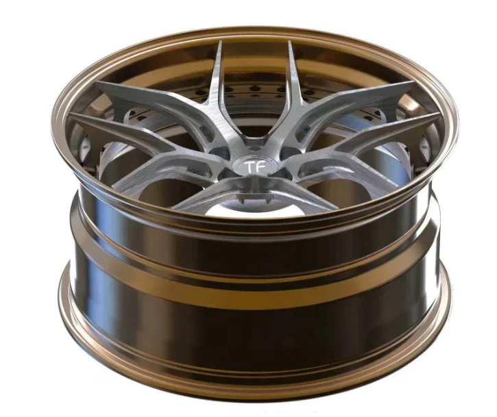 concave 2 piece forged wheels deep dish gold car rims 18-24 inch 5X112 5X114.3