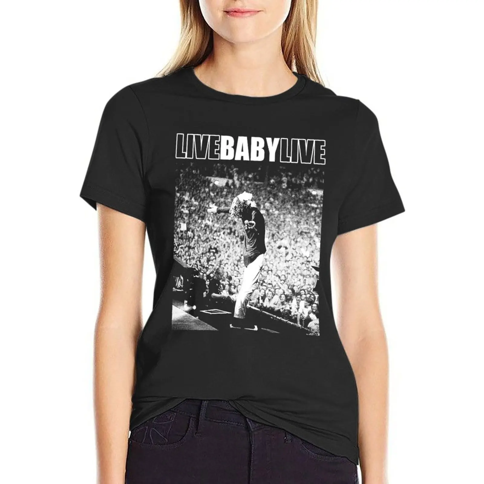 Live Baby Live Halftone T-Shirt sweat customs sublime clothes for woman