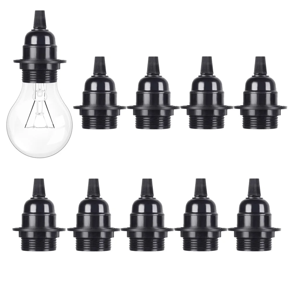 Retro Bakelite Lamp Holder with Cable Clamp Lock E27 Lamp holder Half tooth Adapter Edison Screw Bulbs Black Self-Lock Lamp Base