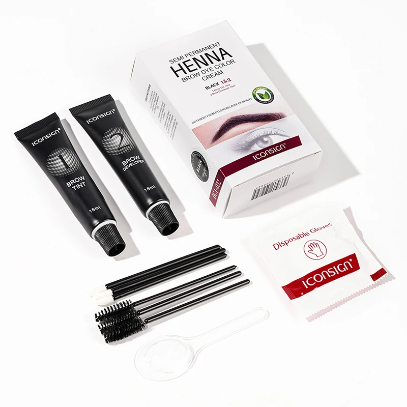 Henna Semi Permanent Eyelash Eyebrow Tint Kit 15 Minutes Fast Dye Eyelash Brow Waterproof Keep Long Lasting