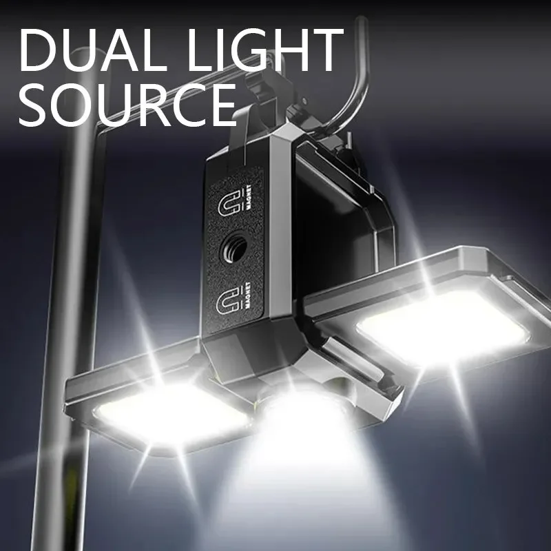 COB Work Light USB Rechargeable Lamp Flashlight Mini Keychain Light with 90° Foldable Side Lights Super Bright Portable Lanterns