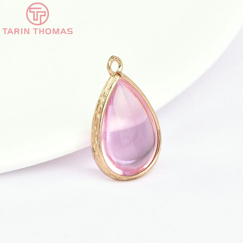 (4122)10PCS 22x14MM 24K Champagner Gold Farbe Messing und Glas Tear Drop Form Charms Anhänger Diy schmuck Erkenntnisse Zubehör – Detail 24