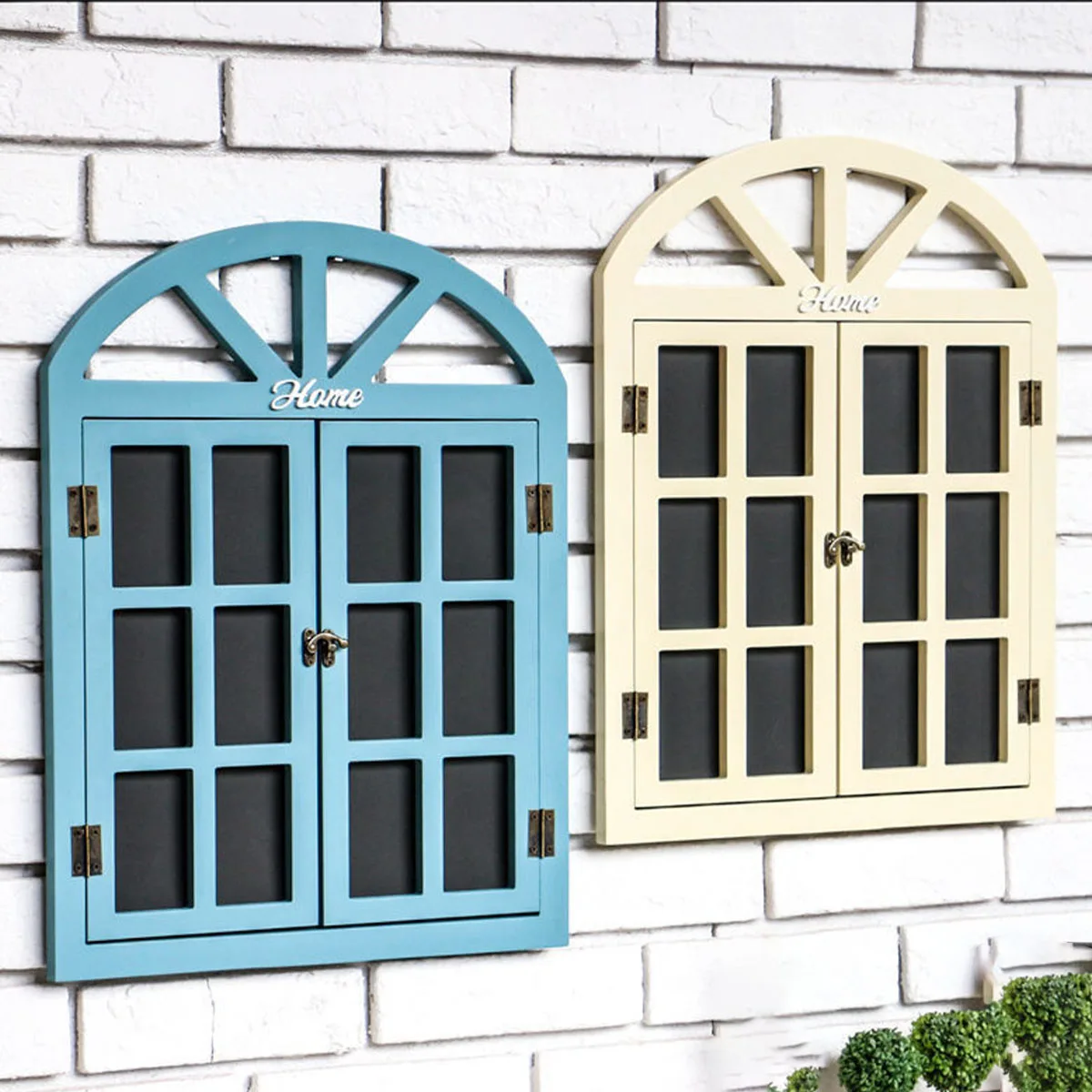 Rustic Window Frame, Farmhouse Window Frame Wall Decor, Wooden Artwork Ornament for Living Room Bedroom Kitchen Home Decoration
