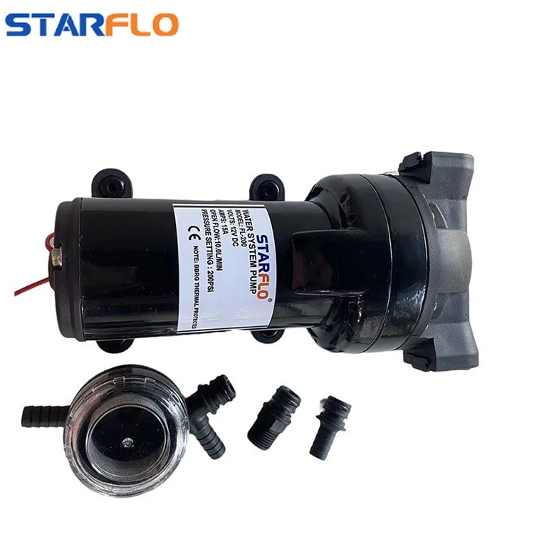 STARFLO FL-200 12V DC 200PSI 10LPM Electric Diaphragm Booster Pump RV Marine Sea Water High Pressure Pump