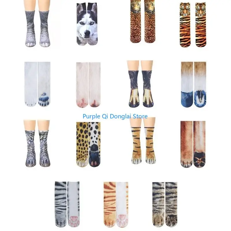 

L21E для взрослых Unisex Funny Animal Paws Socks Simulation for Cat Dog Dog Leopard Claws новизна средняя трубка