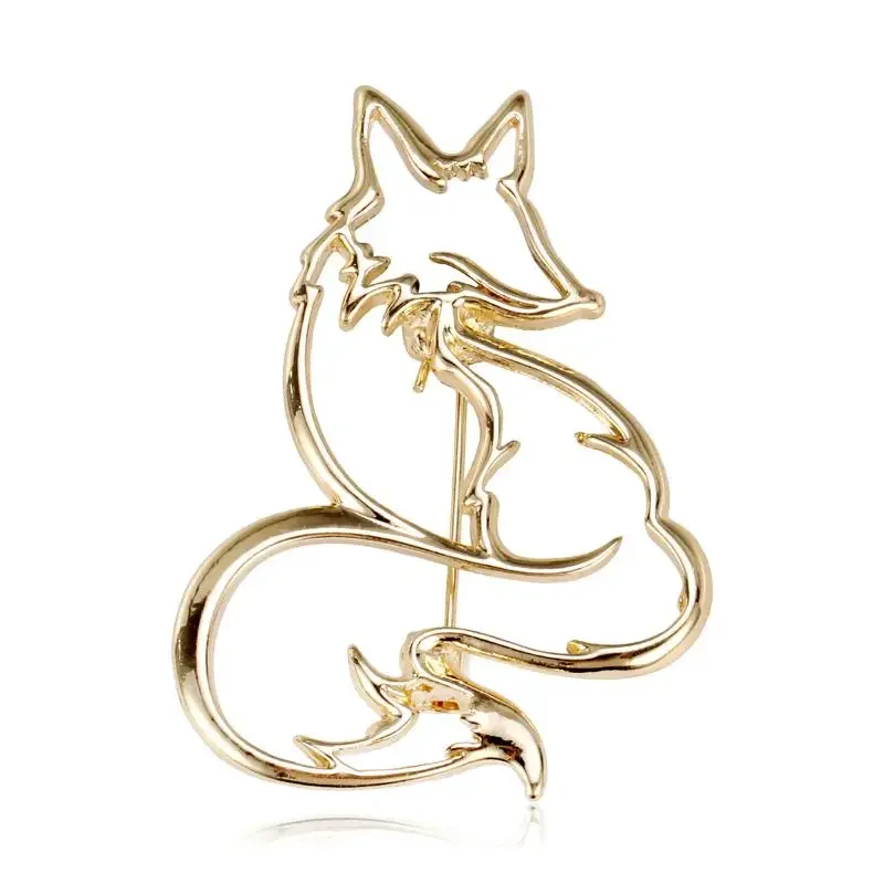 دبابيس ثعلب مجوفة من المينا على الموضة للنساء للجنسين دبابيس على شكل حيوانات كاجوال ملحقات حفلات المكتب هدايا فاخرة للأصدقاء