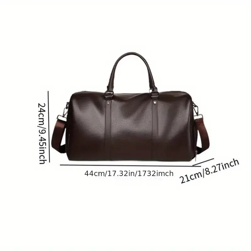 1pc PU Leather Waterproof Handbag Training Fitness Bag Solid Color Dry And Wet Separation Pocket Short Travel Handbag