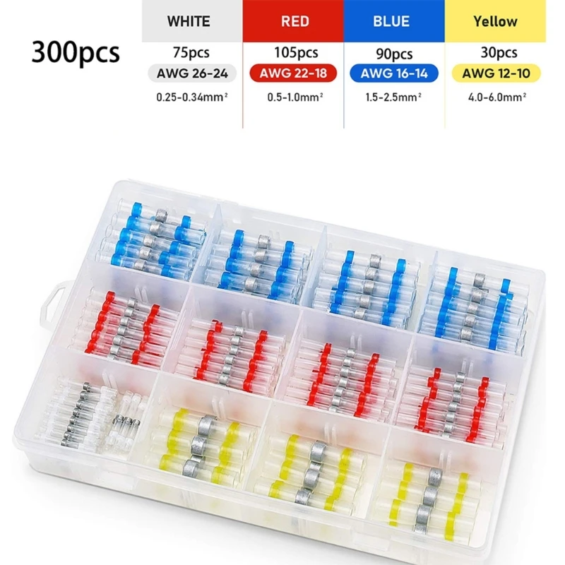 300Pcs Solder Seal Wires Connectors Heat Shrink Wires Connectors Heat Shrink