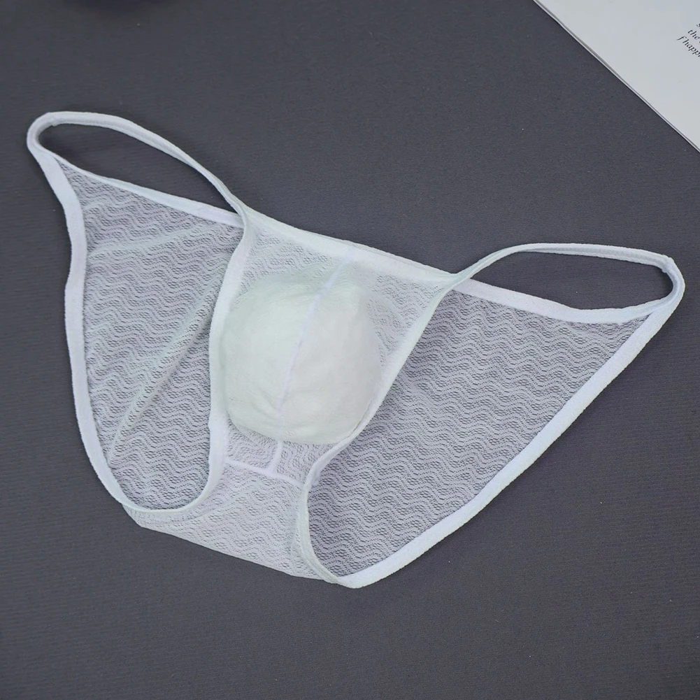

Sexy Lingerie Mens Jacquard Side Space Briefs Lace Transparent Erotic Underwear Man Gay Sissy Pouch Panties Ultra-Thin Trunks
