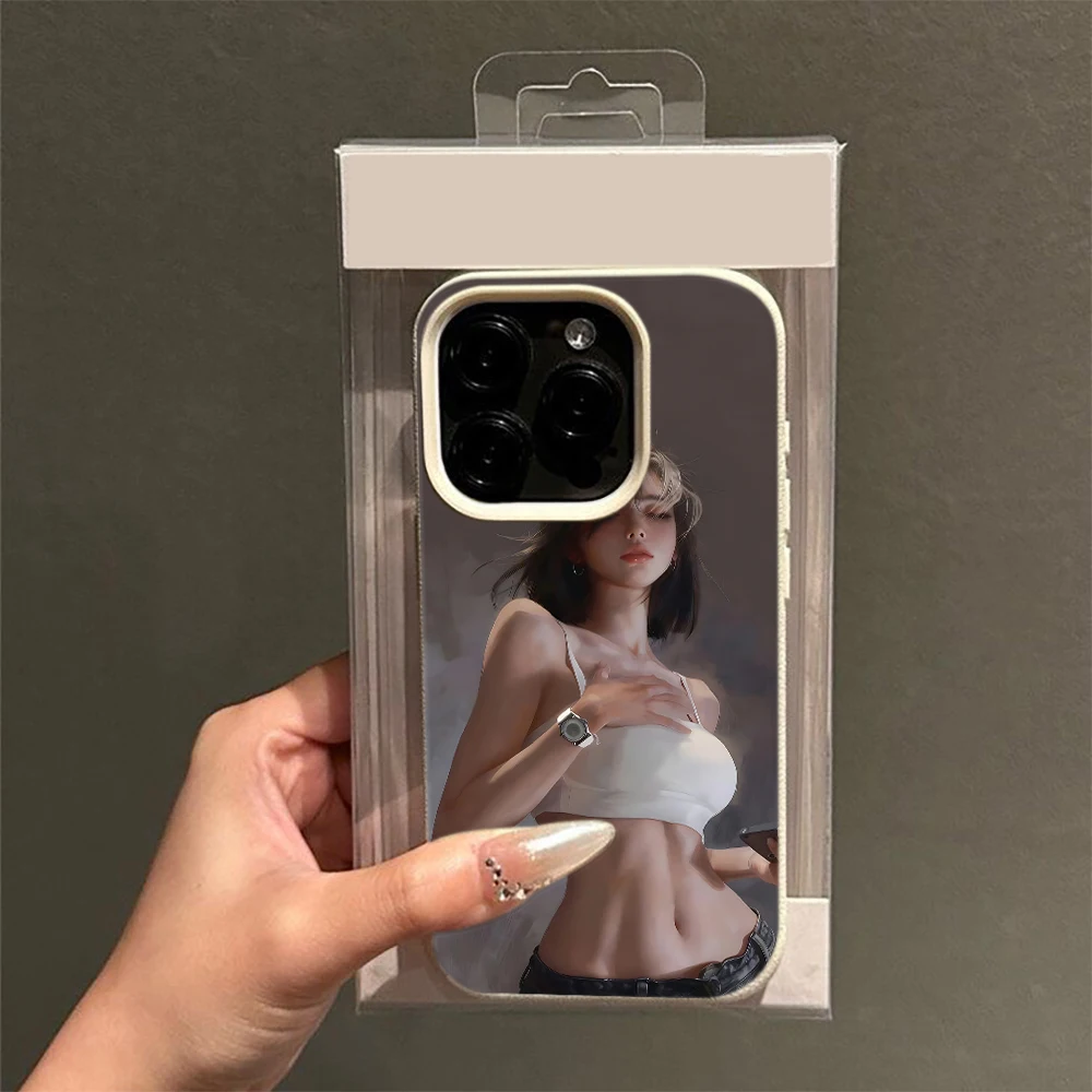Phone Case Woman Glam Vintage Button Style Cover Top Slim Bumper for iPhone 14 Soft 17 12 16 15 13 Max Pro Plus New Air 11